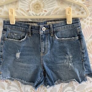 Anthropologie Pilcro Slim Boyfriend Denim Shorts Distressed Blue Size 25